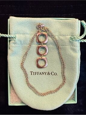 Tiffany & Co. Elsa Peretti Sterling Silver Triple Square Pendant w/16 inch chain